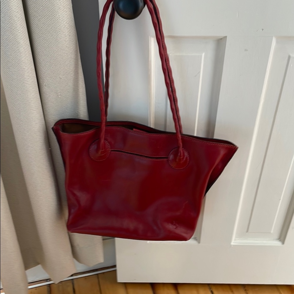Patricia Nash Red Leather Tote Bag with Structured Design